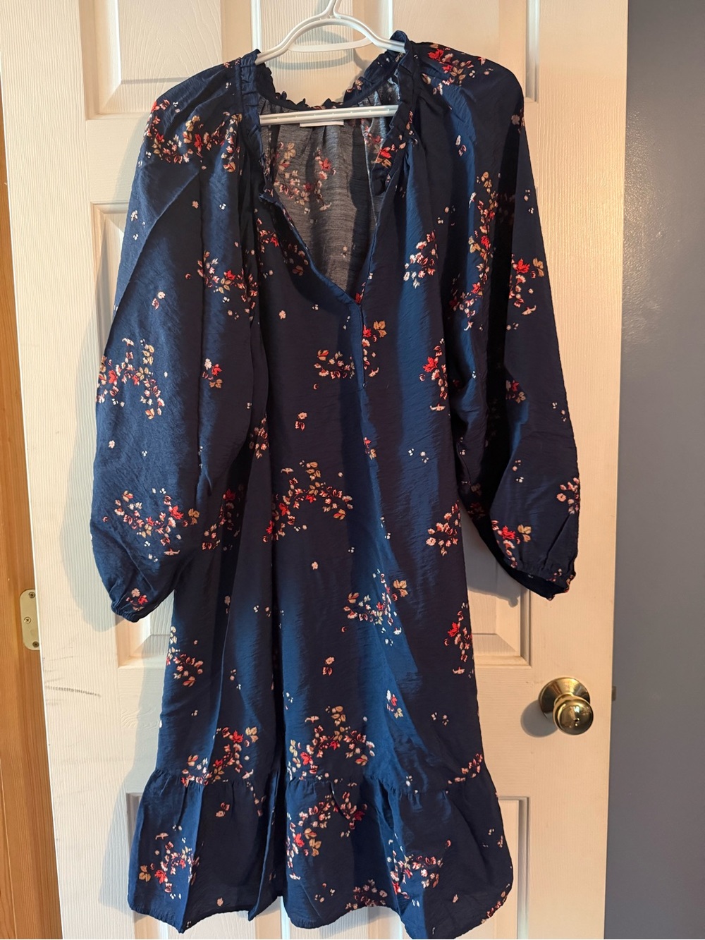 Sonoma Navy Blue Floral Long Sleeve Dress